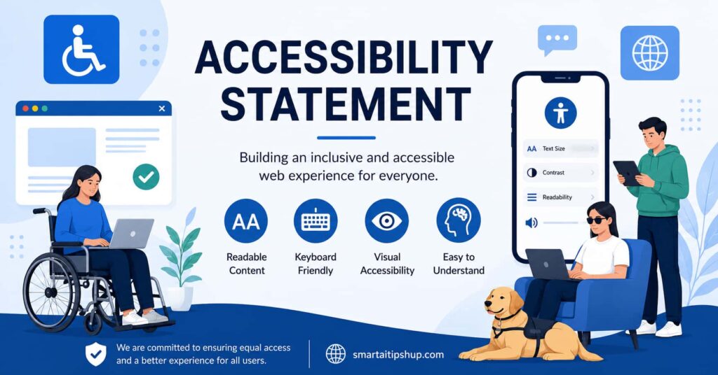 Current image: Accessibility Statement banner showing inclusive web accessibility features, accessible browsing