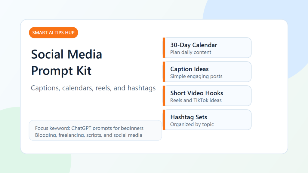 ChatGPT prompts for social media captions content calendars reels and hashtags